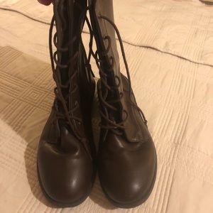 Brown combat boots